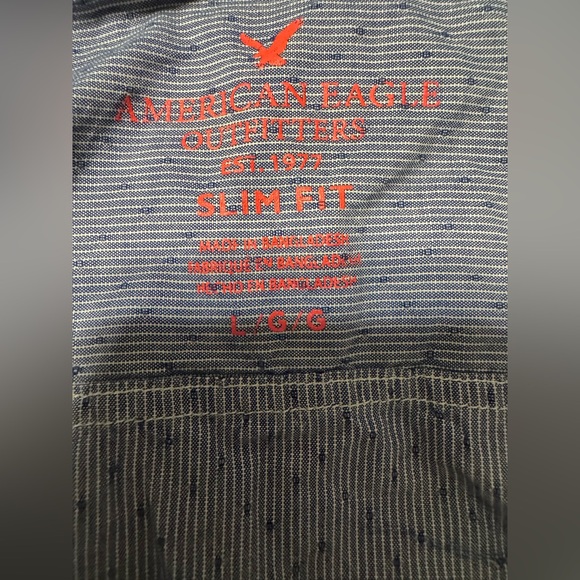 American Eagle Mens Large Striped Shirt Short Sleeve Button down - Picture 3 of 6